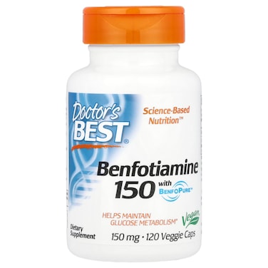 Doctor's Best Benfotiamine, 120 Veggie Capsules, 150 mg