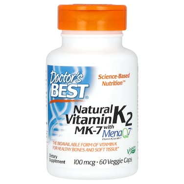 Doctor's Best Natural Vitamin K2 Mk-7, 60 Veggie Capsules, 100 mcg