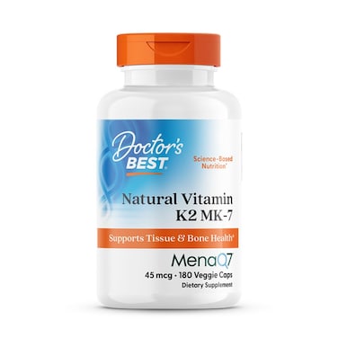 Doctor's Best Natural Vitamin K2 Mk-7, 180 Veggie Capsules, 45 mcg