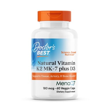 Doctor's Best Natural Vit K2 Mk-7 Plus D3, 60 Veggie Capsules