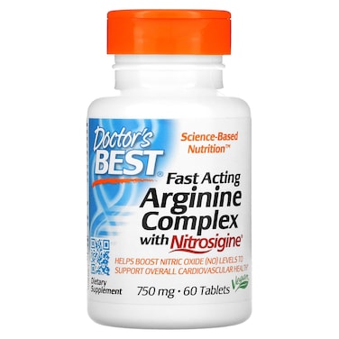 Doctor's Best Fast Acting Arginine Complex, 60 Tablets, 750 mg