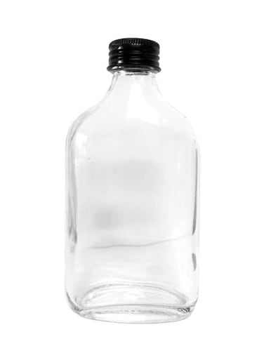 Glass Juice Bottle Clear/Black 250ml