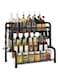 DAYONG Spice Rack,Kitchen Shelf Organizer Countertop,2-Tier Large Standing Seasoning Rack with 8 Hooks for Storage Spice,Kitchen Spice Organizer,Spice Holder Black (2-Tier)