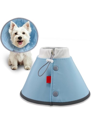 THE WHITE SHOP Soft Dog Cone Collar Alternative After Surgery,Reflective E-Collar for Small Dogs and Cats,Comfy Dog Recovery Collar for Wound Care,Adjustable Elizabethan Collar to Stop Licking,M and L