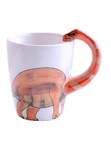 Animals 3D Ceramic Dinosaur Character Design Coffee Mugs, Tea Cups, Funny Creative Ceramic Drinkware Milk Cups, Large Capacity 400ml. (Long Neck)