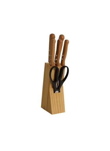 Kitchen Knife Set- DC3792 Includes Chef, Slicer, Utility, Steak, Paring Knives and Scissors Stylish Wooden Holder and Handle
