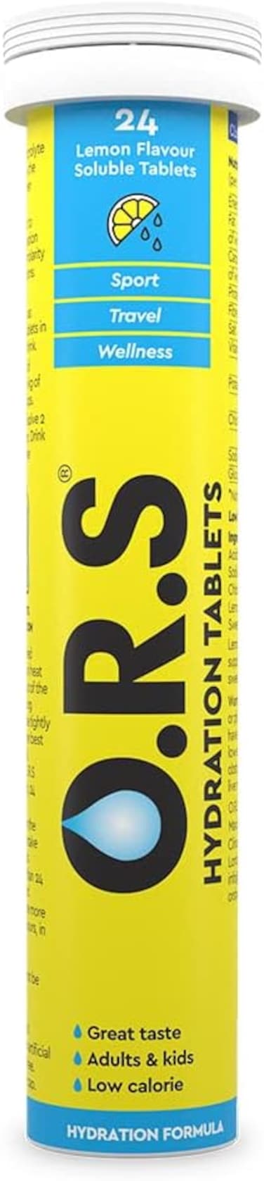 O.R.S Hydration Tablets - Soluble Sports Hydration Tablets With Natural Lemon Flavour, 24 Tablets