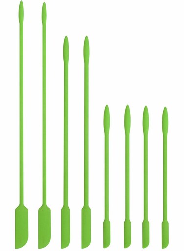 Mini Silicone Spatula - 8 Pieces Makeup Spatula-Small Silicone Spatula - KASTWAVE Thin Spatula Set for Skinny Openings - Tiny Scraper for Jar, Kitchen Bottles, Cosmetic (Green)