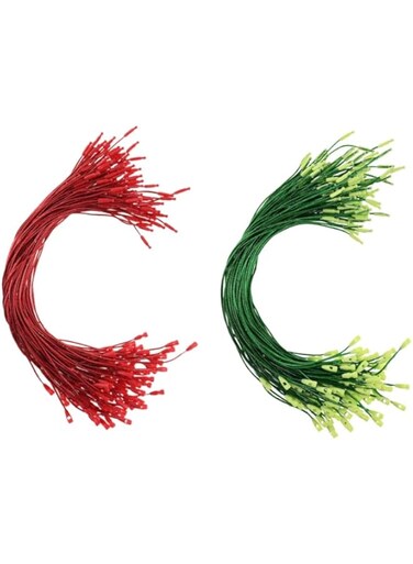 Maytusai 200pcs Christmas Ornaments Hanger String, Red Green Metallic, Polyester, 7.9 Inch Length, Snap Fasteners, For Xmas Decor