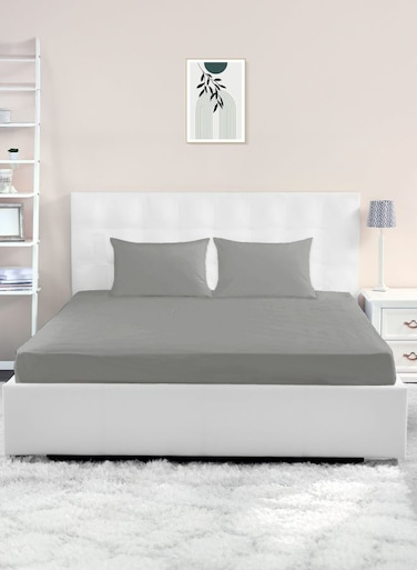 East Single Size Fitted Sheet   Soft 400TC Sateen Cotton Material   Dark Grey Color   1 Fitted Sheet 90 X 200 Cm With 40 Cm Deep Pocket  Suitable For Single Size Mattress
