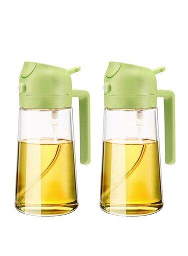 2Pcs Olive Oil Dispenser, 2 in 1 Oil Sprayer for Cooking, 16oz/470ml Glass Oil Spray Bottle, Food-grade Oil Dispenser and Oil Sprayer for Kitchen, Salad, Frying, BBQ