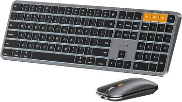 ProtoArc Backlit Bluetooth Keyboard and Mouse for Mac, KM100-A Full Size Wireless Keyboard Mouse for Mac, Multi-Device Rechargeable for MacBook Pro/Air, iPhone, iPad, Space Gray