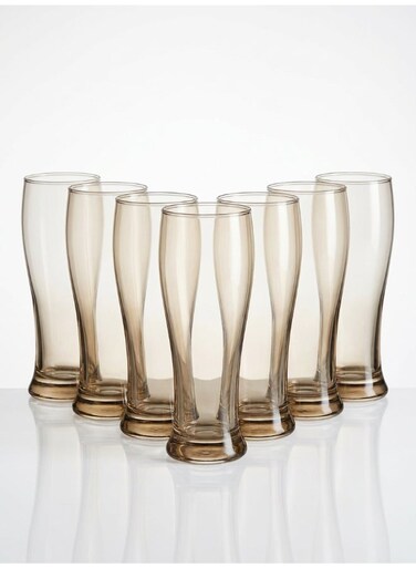 Brown 6 Piece Tumbler 425ml Drinking Set For Juice, Water, Soft Drinks, Hard Drink, Hot Beverages