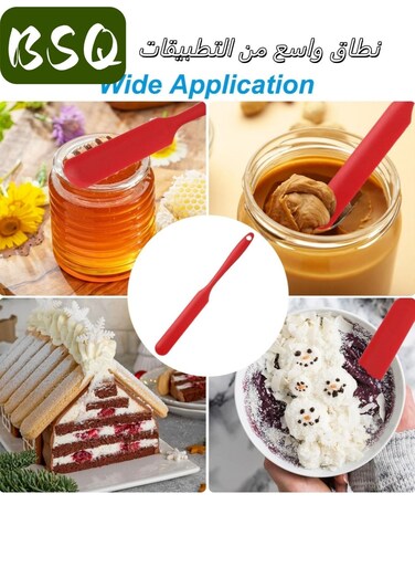 (4-piece set, red) Silicone Spatulas   Cake Baking Tools   Mini Silicone Spatula   Long-handled Heat-resistant Spatula   Suitable for kitchen, baking, and cake decorating.