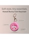 MOBCOS Mini Pouch Keychain &ndash; Cute Round Zipper Coin Purse &amp; Multipurpose Mini Storage Bag with Keyring for Coins, Cash, Keys and Small Essentials   Pink Rabbit