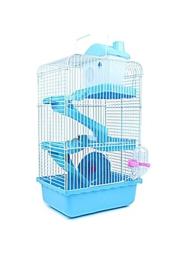 YLmeet Blue 3-Level Hamster Villa, Portable, Easy to Assemble, Small Animal Cage, 45cm * 22.5cm * 15.5cm