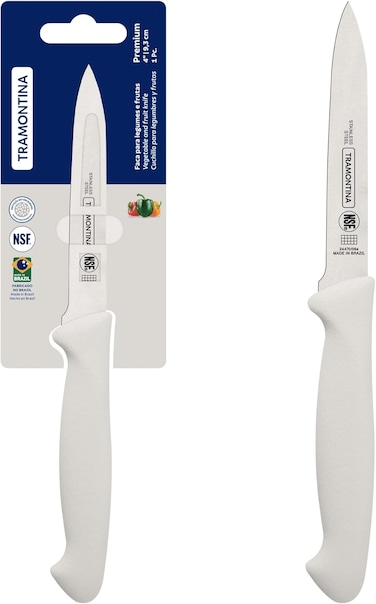 Premium 4-Inch Paring Knife with Stainless Steel Blade and White Polypropylene Handle