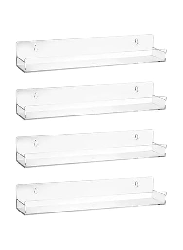 Acrylic Bathroom Shelf, Storage Shelf Extra Thick Acrylic Shower Shelf, Acrylic Shelf Clear Wall Mount (4, 38x9x5. cm)