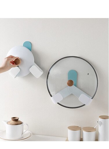 Wall Mount Adhesive Pot Lid Holder Storage Rack