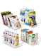 4 Pack Food Packet Organizer Bins, Plastic Clear Pantry Bins for Holding Seasoning Packets, Spice Packets, Pouches, Snacks in Kitchen, Cabinets or Countertop, with 2 Removable Dividers