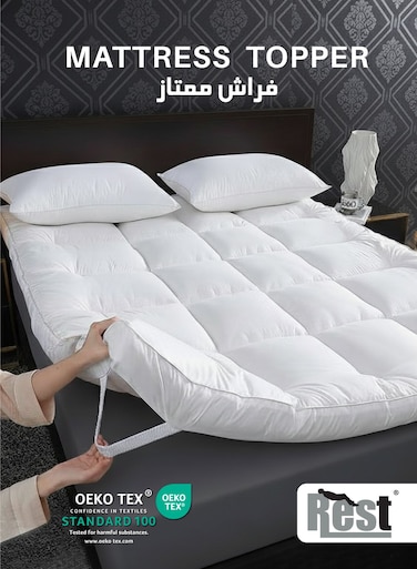 Mattress Topper 120x200+5cm Thick 600GSM Filling and Plush Brushed Fabric with 4-Side Elastic Bands for Secure Fit White Extra Thick Bed Topper Fluffy Super Soft Topper