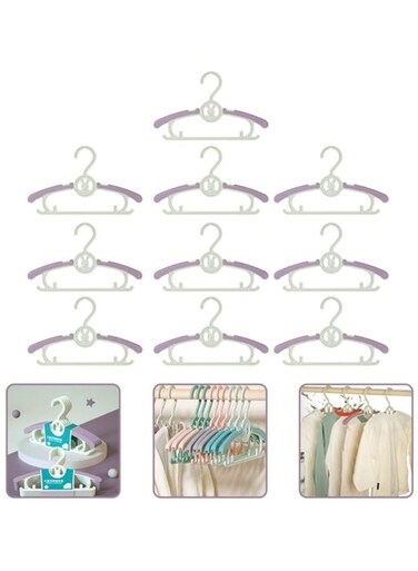 Pack Baby Hangers Extendable Infant Hangers Kids Coat Hangers with Stackable Hooks for Closet Non-Slip Toddler Hangers for Kids Children Clothes Dresses
