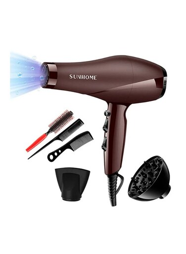 6-Piece Professional Hair Dryer Set ,1800W Brown/Black 250ml