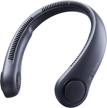 JISULIFE Portable Neck Fan, Hands Free Bladeless Fan, 4000 mAh Battery Operated Wearable Personal Fan, Leafless, Rechargeable, Headphone Design, USB Powered Desk Fan,3 Speeds-Blue