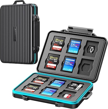 ORICO 24 Slots SD Card Case Holder Water Resistant &amp; Anti-Shock Memory Card Case for SD/Micro SD SDXC SDHC TF Card Carrying Storage Organizer Protector Cover with Labels&amp;Carabiner
