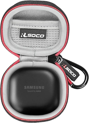 RLSOCO Hard Case for Samsung Galaxy Buds Core/2 Pro/FE/Pro/Live/Buds 2 True Wireless Bluetooth Earbuds - Black   Travel Organzier Case Cover Dustproof, Water-Resistant Storage Pouch, With Carabiners