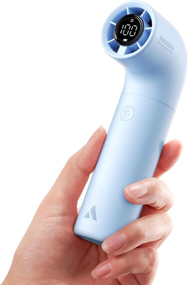 Aecooly Portable Handheld Fan, Powerful Turbo Mini Fan, 16500 RPM High Speed Aero, 14H Max Cooling Time, 5 Speeds Pocket Rechargeable Personal Small Travel GIfts for Women Men - Blue