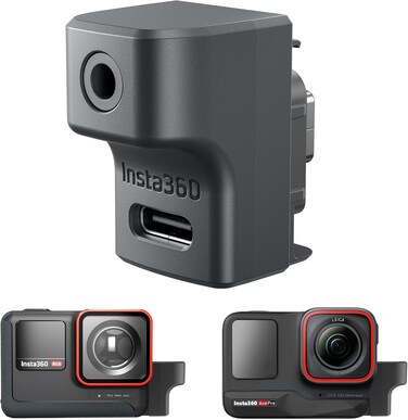 كاستويف محول ميكروفون انستا 360 ايس برو لملحقات انستا 360 ايس للميكروفونات الخارجية نوع سي ومنافذ صوت 3.5 ملم متوافق مع انستا 360 ايس / انستا 360 ايس برو