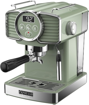 EXPRESSO Art Espresso Coffee Machine EM3203A - 20 Bar, Digital Display, Steam Wand, 1.8L Water Tank, German Quality, 220-240V, Home Caf&eacute; (Green)