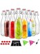 SKYLINK 8 Pack 32oz Glass Bottles with Flip-Top Lids &ndash; Reusable Airtight Beverage Bottles for Juice, Water, Sparkling Drinks &ndash; Includes Silicone Seals, Chalkboard Labels, Funnels &amp; Pour Spout