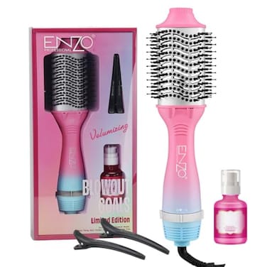 Enzo Professional Limited Edition Volumizing Hot Air Brush Set With Hair Serum -EN-752 One Step Hair Dryer &amp; Styler, Ceramic Blowout Brush For Volume, Smooth &amp; Frizz-Free