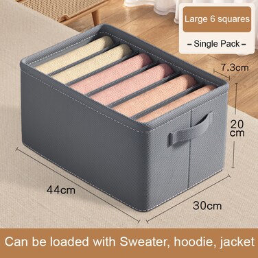 منظم ملابس خزانة ملابس قابل للطي من Mei Homecenter بمقابض - منظمات أدراج للجينز والسراويل والملابس الداخلية والملابس، رمادي