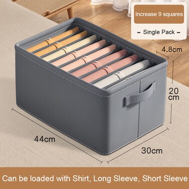 Mei Homecenter Foldable Wardrobe Clothes Organizer with Handles &ndash; Drawer Organizers for Jeans, Pants, Underwear &amp; Clothing, Grey