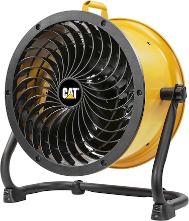 Caterpillar 14-Inch Industrial High Velocity Floor Fan - 4-Speed Turbo Air Circulator With Tilt Adjustment - Heavy-Duty Motor, Metal Frame - Portable For Garage, Workshop, Jobsite - Yellow