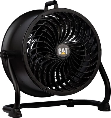 CAT By Caterpillar HVD-14AC 14&quot; High-Velocity Drum Air Circulator Fan With 360-Degree Pivoting Head, Metal Housing, Wall Mountable, &amp; Dual Ball Bearing 4-Speed Motor Cetl Listed. For Indoor Use