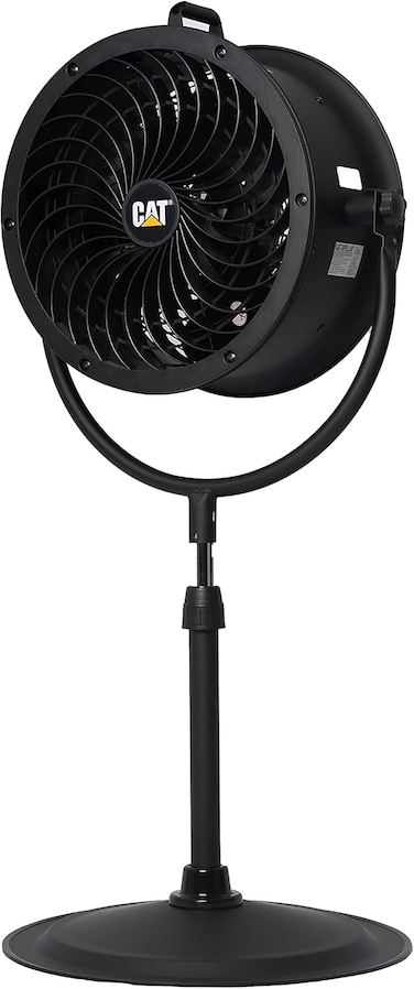 Caterpillar 14-Inch High Velocity Industrial Pedestal Fan - 4-Speed, Oscillating Tilt-Head, Adjustable Height - Heavy Duty Floor Fan for Home, Garage, Warehouse &amp; Workshop - Black