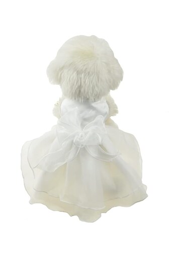 FLAdorepet White Dog Dress Tutu Princess Skirt with Bowknot Dog Luxury Formal Party Birthday Wedding Dress Bride Costume for Small Medium Dog (X-Small(3-4lbs), White)