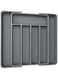 Lomeshow Silverware Organizer, Expandable Cooking Utensil Tray, Adjustable Cutlery Silverware Flatware Holder, Maximize Flatware Storage, BPA Free Flatware and Cutlery Holder, Large (Grey)