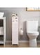 powerking Toilet Paper Holder Stand, Small Bathroom Storage Cabinet with Doors and Shelves, Slim Storage Cabinet for Bathroom Small Spaces Corner Floor - White