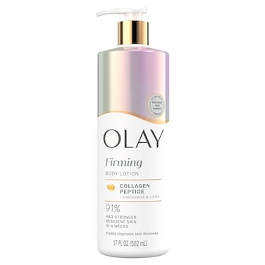 Olay Body Lotion For Women, Firming With Collagen Peptides Serum, Visibly Firmer Skin, 24Hr Moisture &amp; Hydration, Fast Absorbing Formula, Vitamin B3 Complex, For All Skin Types, 17 Fl Oz