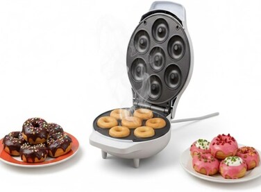 NOVA Electric Donut Maker NT-185DMT   7 Mini Doughnuts in Minutes   800-1000W Non-Stick Donut Machine with Cool-Touch Housing, Indicator Lights &amp; Easy Clean Plates &ndash;Homemade Snacks &amp; Desserts
