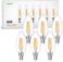 Lepro E14 LED Light Bulb, LED Candle Bulbs Small Screw, 4W 470lm, 40W Equivalent E14 C35 Bulb Vintage, Warm White 2700K, 360&deg; Beam, Non Dimmable, Filament Bulbs for Chandeliers and More, Pack of 6   Save 90% Energy, 360&deg; Beam Angle, Clear Filament, SES Small Edison Screw, E14 Candle Bulb, Non-Dimmable, 35x96mm