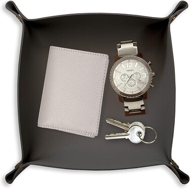 LEART Valet Tray - Small &amp; Compact Catchall Tray   Desk, Bedside, Home Entrance Entryway Organizer   Valet Tray for Keys, Coins, Stationary, Jewellery (Cream)
