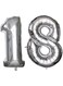 Party Time 40 Inch Number 18 Foil Balloons Number Birthday Helium Balloon for 18th Birthday Wedding Anniversary Decoration (Silver)