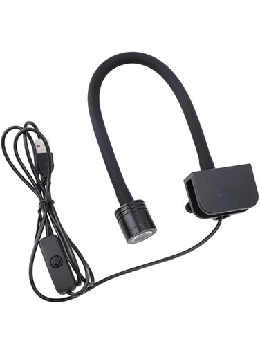 Jiawu Small Aquarium Clip-on Light, Flexible Gooseneck, Space-saving, High Brightness Warm Light for 10mm Thick Glass Frame, 3-6 Gallons