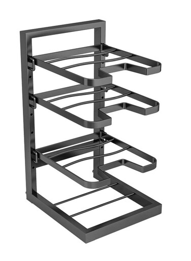 Pot and Pans Organizer Rack for under Cabinet for Big Stockpots, Pans and heavy Cookware, Optimize Kitchen Storage Organizer with 4 Adjustable Tiers